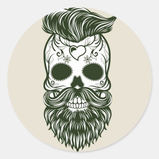 Halloween Skull Classic Round Sticker (Voorkant)