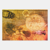 Halloween Skull  Clock en Green Pumpkin Inpakpapier Vel (Voorkant 3)