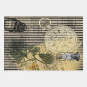 Halloween Skull  Clock en Green Pumpkin Inpakpapier Vel (Voorkant)