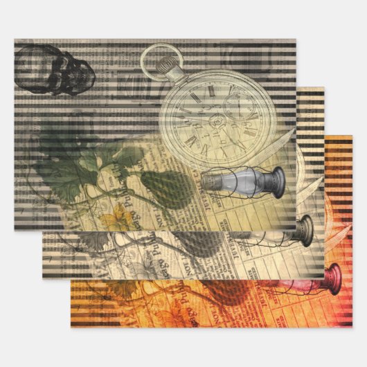 Halloween Skull  Clock en Green Pumpkin Inpakpapier Vel (Set)