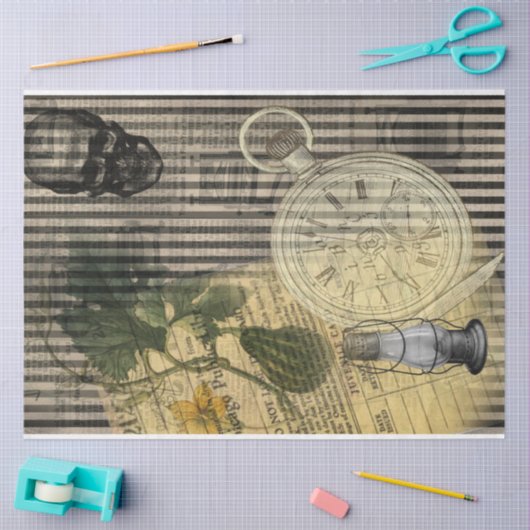 Halloween Skull Clock en Green Pumpkin Tissuepapier (Craft)