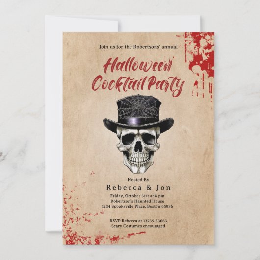 Halloween  Skull Cocktail Party Uitnodiging (Voorkant)