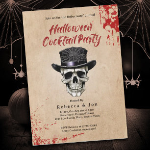 Halloween Skull Cocktail Party Uitnodiging