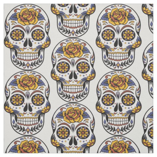 Halloween Skull Combed Cotton Fabric Stof (Swatch)