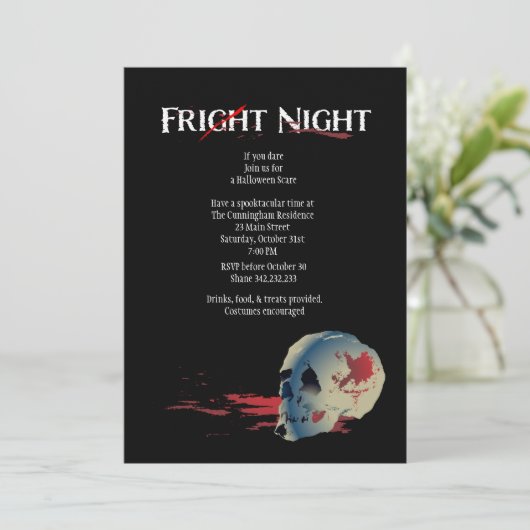 Halloween Skull Costume Party Invitation Kaart (Staand voorkant)