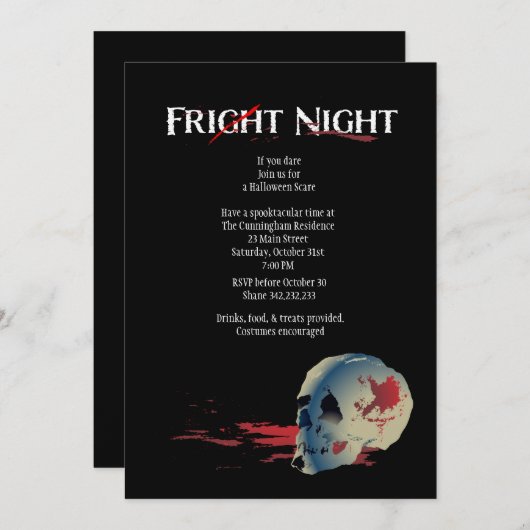 Halloween Skull Costume Party Invitation Kaart (Voorkant / Achterkant)