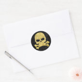 Halloween Skull & Cross Botten Gold Faux-Glitter Ronde Sticker (Envelop)
