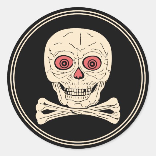 Halloween Skull & Crossbones Ronde Sticker (Voorkant)