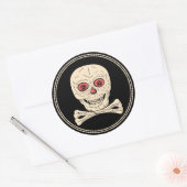 Halloween Skull & Crossbones Ronde Sticker (Envelop)