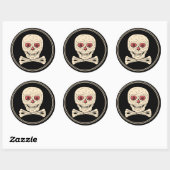 Halloween Skull & Crossbones Ronde Sticker (Vel)