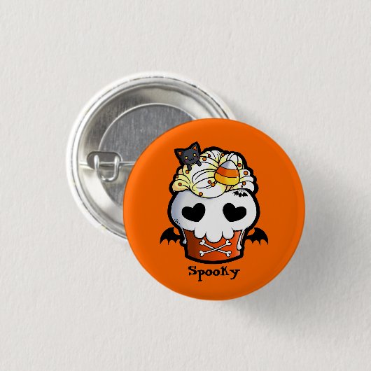 Halloween Skull Cupcake Ronde Button 3,2 Cm (Voorkant /achterkant)
