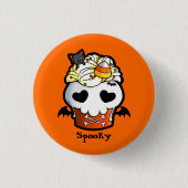 Halloween Skull Cupcake Ronde Button 3,2 Cm (Voorkant)