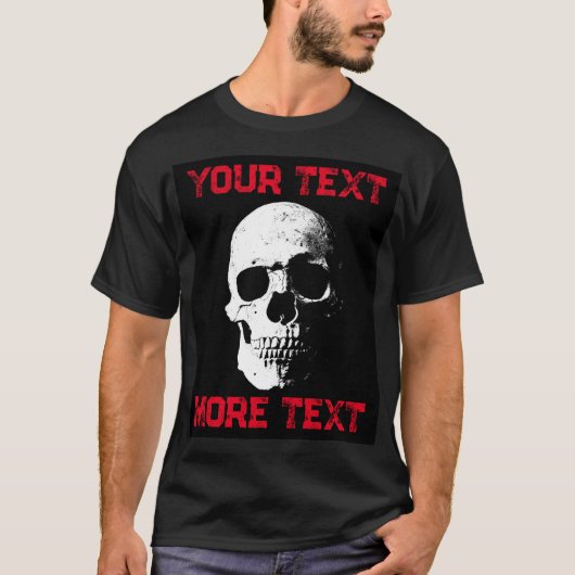 Halloween Skull Custom Tekst Mannen Modern Zwart R T-shirt (Voorkant)