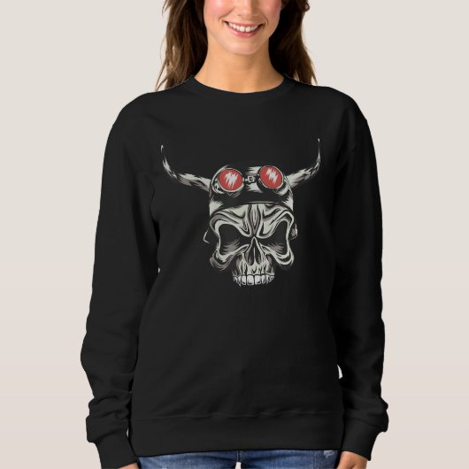 Halloween Skull Devil Occult Satanic Baphomet Blac Trui (Voorkant)