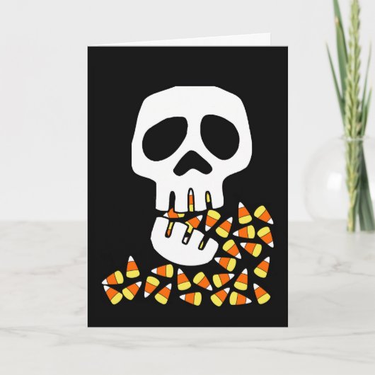 Halloween, Skull Eating Candy Corn, Trick or treat Kaart (Voorkant)