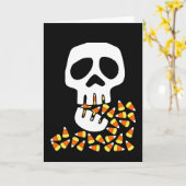 Halloween, Skull Eating Candy Corn, Trick or treat Kaart (Gele Bloem)