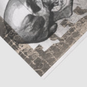 Halloween Skull en Black Cat Script Ephemera Tissuepapier (Detail)