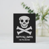 Halloween Skull en Bot Briefkaart (Staand voorkant)