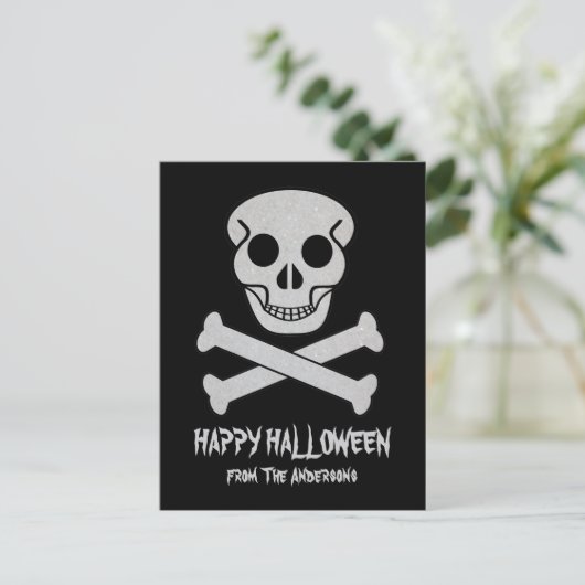 Halloween Skull en Bot Briefkaart (Staand voorkant)