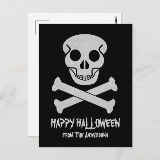 Halloween Skull en Bot Briefkaart (Voorkant / Achterkant)