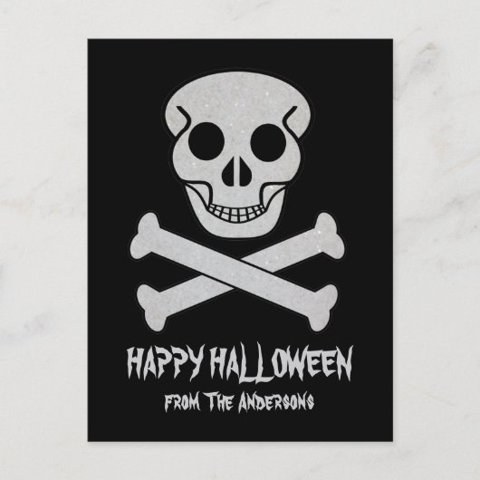 Halloween Skull en Bot Briefkaart (Voorkant)
