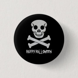 Halloween Skull en Botten Button Badge