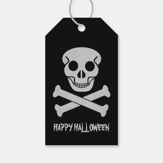 Halloween Skull en Botten Gift Label Cadeaulabel (Voorkant)