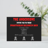 Halloween Skull en Botten Invitation Kaart (Staand voorkant)