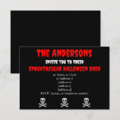 Halloween Skull en Botten Invitation Kaart (Voorkant / Achterkant)