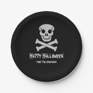 Halloween Skull en Botten Papier Borden Papieren Bordje