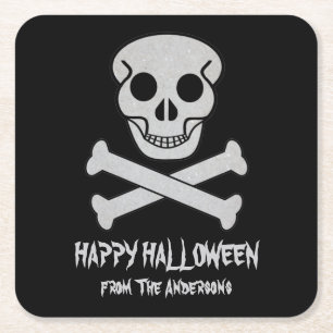 Halloween Skull en Botten Papier Onderzetter