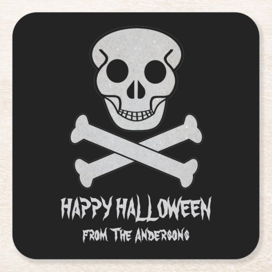 Halloween Skull en Botten Papier Onderzetter (Voorkant)