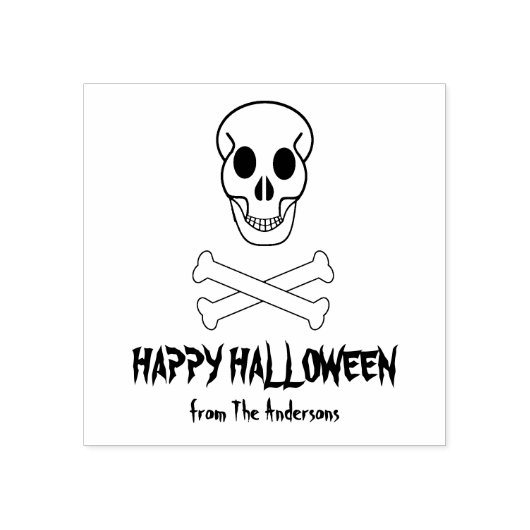 Halloween Skull en Botten Rubberstempel (Afrduk)