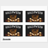 Halloween Skull en Candles Rechthoekige Sticker (Vel)