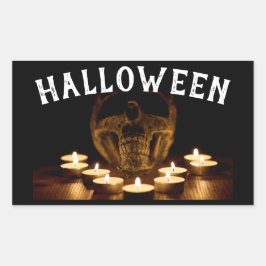 Halloween Skull en Candles Rechthoekige Sticker