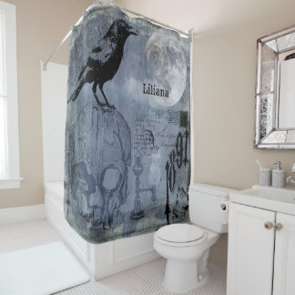 Halloween Skull en Crow Customize Douchegordijn