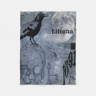 Halloween Skull en Crow Customize Fleece Deken