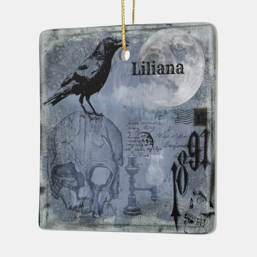  Halloween Skull en Crow Customize Keramisch Ornament (Links)