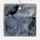  Halloween Skull en Crow Customize Keramisch Ornament (Achterkant)