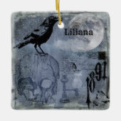 Halloween Skull en Crow Customize Keramisch Ornament (Voorkant)