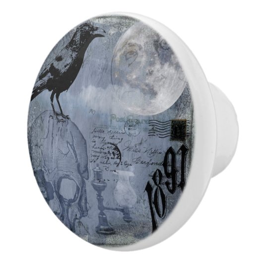 Halloween Skull en Crow Customize Keramische Knop (Rechts)