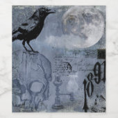 Halloween Skull en Crow Customize Wijn Etiket (Enkel label)