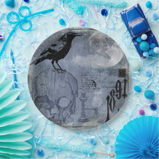 Halloween Skull en Crow Papieren Bordje (Feest)