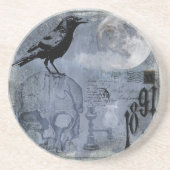  Halloween Skull en Crow Zandsteen Onderzetter (Voorkant)