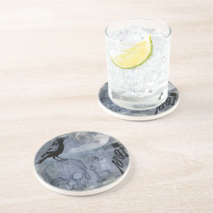 Halloween Skull en Crow Zandsteen Onderzetter