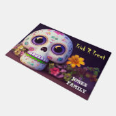 Halloween Skull en Flowers Doormat Deurmat (Schuin)