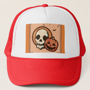 Halloween Skull en Jack O Lantern Trucker Hat Trucker Pet