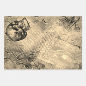 Halloween Skull en Moon Pattern Stamp Ephemera Inpakpapier Vel (Voorkant 2)