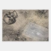 Halloween Skull en Moon Pattern Stamp Ephemera Inpakpapier Vel (Voorkant)