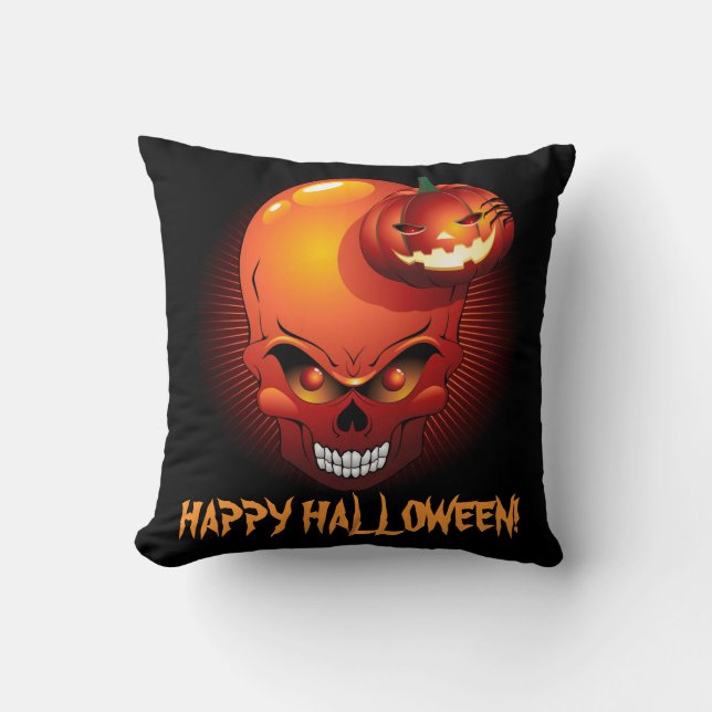 Halloween Skull en Pumpkin American MoJo Kussens (Voorkant)